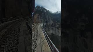 Landwasser viadukt train travel trainspotting alp mountains railway nature trainspot [upl. by Iey]