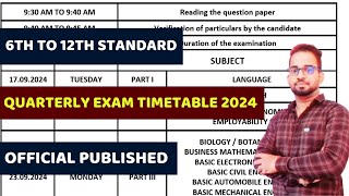 6th12th Quarterly Exam 2024 Timetable  10th 11th 12th Quarterly exam 2024 timetable [upl. by Harbison]