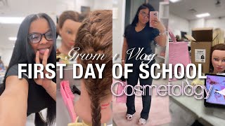 GRWM  VLOG  FIRST DAY Of SCHOOL 💇🏽‍♀️💘 Cosmetology [upl. by Akenot]