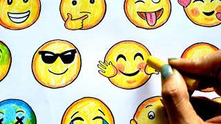 World Emoji Day drawing Easy  How to draw different types of Smileys [upl. by Barboza109]