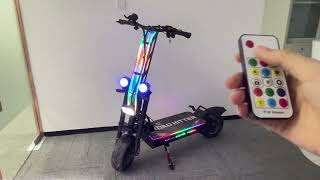 ZonDoo RoadHitter 72v 43ah battery 8000w electric scooter light show [upl. by Idak]