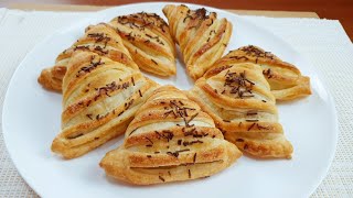 NON LE COMPRERAI PIÙ BASTANO 5 MINUTI SFOGLIATELLE AL CIOCCOLATO BUONISSIME  CHOCOLATE PUFF PASTRY [upl. by Lahtnero]