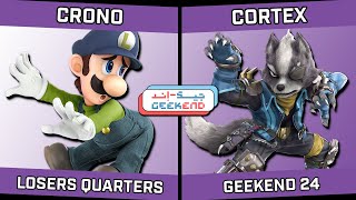 Crono Luigi vs Cortex Wolf  Geekend 24 [upl. by Hamlani275]