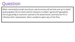 What command prompt would you use to ensure all policies are up to date [upl. by Incrocci]