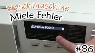 86 F0053 Miele  Waschmaschine hatte vorher Geräusche gemacht  Reparatur Keilriemen Riemenscheibe [upl. by Wincer]