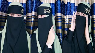 Hijab with niqab 1 part Arabian niqab tutorial Simple and Easy hijabniqab styleEmbroidery niqab [upl. by Aicatsan387]