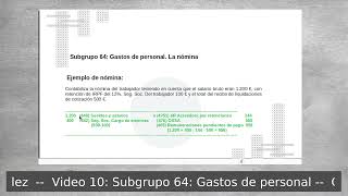 Video 10 Subgrupo 64 Gastos de personal [upl. by Notnel]