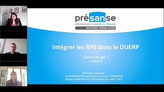 Intégrer les RPS dans mon DUERP  des repères pour agir [upl. by Sylado273]