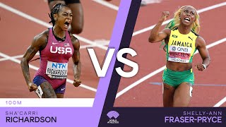 Richardson vs FraserPryce  World Athletics Championships Wins [upl. by Adiol36]