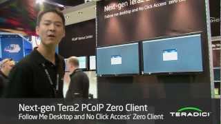 Teradici Live Demo Follow Me Desktop and No Click Access Zero Client VMworld 2012 [upl. by Shinberg]