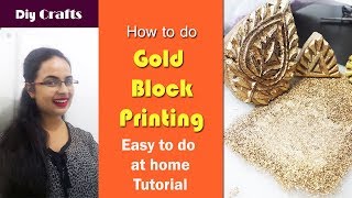 How to do Gold Block printing Print clothes at home  In Hindi English subtitles [upl. by Kazue30]