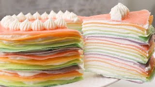 彩虹千层蛋糕  梦幻般的美  Rainbow Mille Crepe Cake [upl. by Kaitlynn]