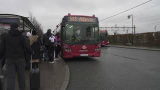 Sweden Stockholm bus 583 ride from Märsta Train Station to Arlanda Airport [upl. by Yeniar59]