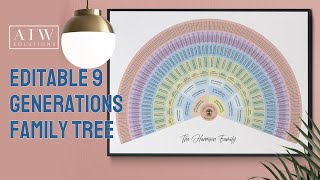 family tree fan chart 9 generations FamilyResearch AncestorSearch familyconnections [upl. by Donahoe95]