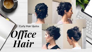 Curly Hair Updos  Womens Work amp Office Hairstyles Tutorial [upl. by Kennet809]