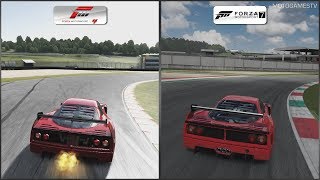 Forza 4 vs Forza 7  Ferrari F40 Competizione at Mugello Full Circuit [upl. by Arutnev869]