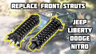 How To Replace Front Struts for Jeep Liberty Dodge Nitro 2007 2008 2009 2010 2011 2012 2013 2014 [upl. by Lleon726]