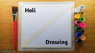 Holi Special Drawing 2024 easy watercolor painting for beginners step by step tutorial [upl. by Eden]