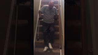 Wheelchair Transfer to Steps then Up Using Lofstrand Forearm Crutch [upl. by Nnaasil622]