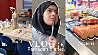 VLOG  Ramadan diaries ✨️ groceries for eid 🛒 iftar in the mosque 🕌 uni projects 🏫 etc [upl. by Aronek]