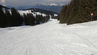 Morillon  GoPro POV skiing Red Crete Blue Sairon in Grand Massif resort March 2022 [upl. by Adnoek886]