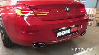 Underground Exhaust BMW 650i Stage 2 Klappenauspuff Sound F12 F13 [upl. by Yelnoc]