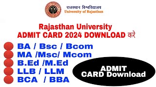 Rajasthan University Admit Card 2024 Download baBscbcommamscmcom admitcard download uniraj [upl. by Farman]