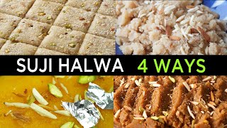 Suji Halwa 4 Ways Recipes By Food Fusion [upl. by Nnaeirb130]