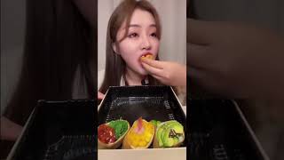 Mukbang  🍣 inari sushi pockets Asmr  relaxing amp satisfying food shorts 😋 [upl. by Wilhide64]