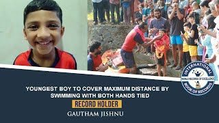 YOUNGEST BOY TO COVER MAXIMUM DISTANCE BY SWIMMING WITH BOTH HANDS TIED [upl. by Whitelaw230]