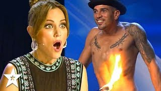 Contestant Sets Himself On FIRE On Spains Got Talent  Got Talent Global [upl. by Jacobah51]