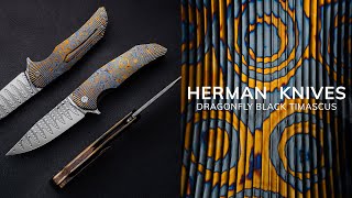 FOLDING KNIFE FOLDER DRAGONFLY 296 BLACK TIMASCUS DAMACORE FULL DRESS HERMAN KNIVES [upl. by Ecneps]