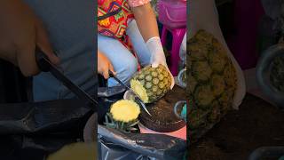 Thai Girl Selling Fresh Pineapple  Fruit Cutting Skills [upl. by Clovah402]