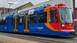 Sheffield SuperTram 105 From Middlewood To Meadowhall [upl. by Lorelei370]