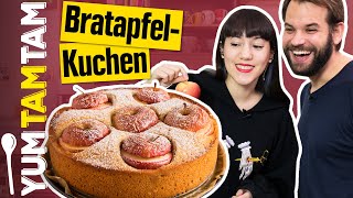 Bratapfelkuchen  Mit Marzipan amp Nüssen  yumtamtam [upl. by Haiasi]