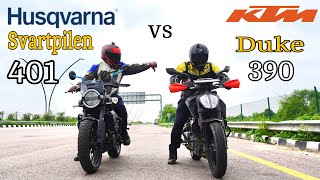 Svartpilen 401 vs Duke 390  Drag Race  most awaited Race  Shockinh results  topend Test🔥🔥 [upl. by Suneya]