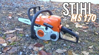 STIHL MS 170 Kettensäge  Überblick und richtig starten Kalt amp Warmstart [upl. by Doty]