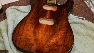 Orange Blackburst on a Lacewood Guitar Top Luthier Bursting a project [upl. by Oinegue630]