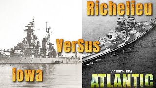 Victory at Sea Atlantic  Iowa VS Richelieu [upl. by Gerg491]