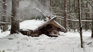 HIDING IN A WARM DUGOUT AFTER A SNOWFALL COZY SURVIVAL AT 20 INSIDE [upl. by Benildas47]