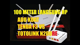 Riview Tenda f3 vs totolink n200re 100m langsung Handphone [upl. by Axia624]