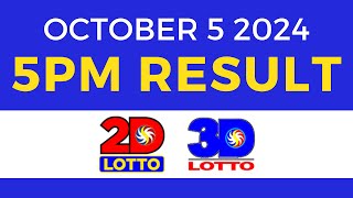 5pm Lotto Result Today October 5 2024  PCSO Swertres Ez2 [upl. by Vitkun]