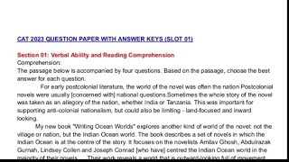 CAT 2023 question paper with answer keys slot 01  Verbal ability and reading comprehension  CAT [upl. by Amol]