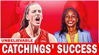 Caitlin Clark Tamika Catchings Post Indiana Fevers Rookie of the Year Flex [upl. by Enelia]