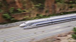 NScale Japanese Bullet Trains racing at full throttle on The quotGrand Mesaquot Model Railroad layout [upl. by Tnecniv329]