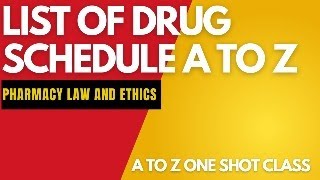 List of Drug Schedule A to Z  Drug Schedule  Pharmacy Law and Ethics  Drx Yudhistar [upl. by Riggins]