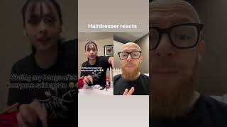 Hairdresser reacts to a DIY bang cut [upl. by Mccafferty]