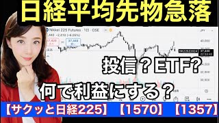 日経先物急落を利益に【サクッと日経225】【1570】【1357】インデックス連動型上場投信ほか金融アナリスト三井智映子が教える覚えておきたい魅力の投信とETF・相場情報を解説します！ [upl. by Oek]