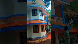 Blue colour border painting 🏠paintingcolour wallpaintingideas homedecoration design shortvideo [upl. by Stacy]