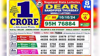 10102024800 baje ka result  nagaland state lottery  lottery sambad [upl. by Anawik421]